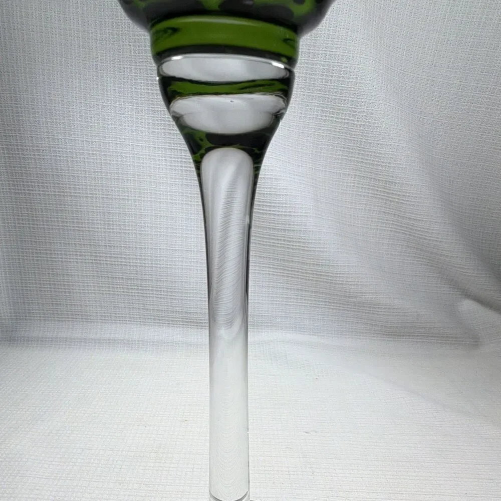 RO Home Hand-Blown Green & Black Tortoise Leopard Art Goblet Vase - 13.25